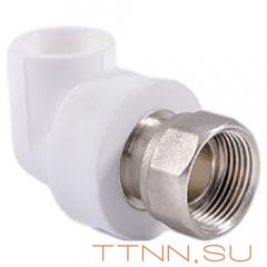 Угольник РосТурПласт с накидной гайкой на метал. штуцере 20х3/4" арт.14266