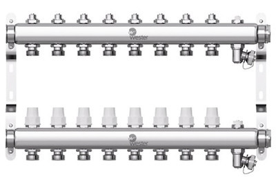 Коллектор для отопления Wester 1"-3/4 в сборе на 8 выходов с 2 заглушками