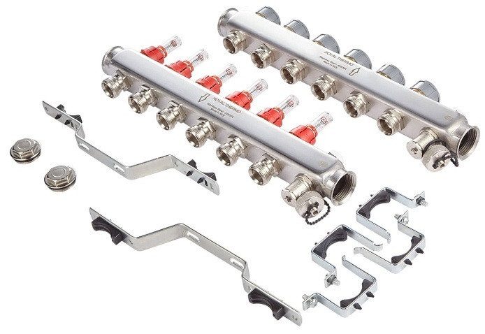 Для отопления Royal Thermo 1" ВР-3/4" НР, 7 выходов с расходомерами, нерж. (RTE 52.107)