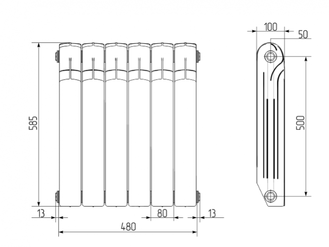 Радиатор биметаллический Royal Thermo Indigo Super+ 500 4 секции